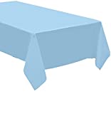 Pack of 4: Disposable Plastic Tablecloths / Table Covers, 54 x 108 inches Each (Light Blue)