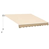 Outsunny 13' x 8' Retractable Awning, Patio Awnings, Sunshade Shelter with Manual Crank Handle, 280g/m² UV & Water-Resistant Fabric and Aluminum Frame for Deck, Balcony, Yard, Beige