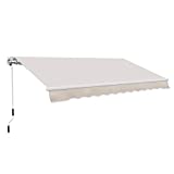 Outsunny 8' x 7' Patio Retractable Awning/Manual Exterior Sun Shade Deck Window Cover, Beige