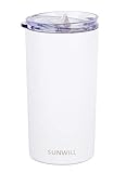 SUNWILL Double Wall Coffee Cup, Insulated Coffee Mug Stainless Steel Slim Travel Tumbler Mini 12oz, White