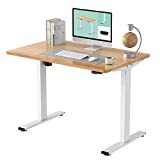 FLEXISPOT EC1 Essential Electric Adjustable Height Standing Desk Whole Piece 48 x 30 Inch Desktop Home Office Computer Workstation Sit Stand up Desk (White Frame + 48' Maple Top)