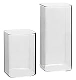 Tupalizy Square Glass Cups Tumbler Highball Drinking Glasses for Water Wine Beer Cocktails Juice Iced Tea Coffee Mixed Drinks Kitchen Party Home Everyday Use Clear Glassware, Set of 2 (8.5oz,13.5oz)