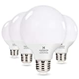 Hansang G25 LED Globe Light Bulbs,60W Equivalent 5000K Daylight White Eye-friendly Decorative Vanity Round Light Bulbs E26 Base,Perfect For Vanity Makeup Mirror,droplight,Floor lamp,Non-Dimmable 4Pack