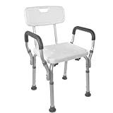 Vaunn Medical Shower Chair Bath Seat With Padded Arms, Removable Back and Adjustable Legs, Bathtub Safety and Support