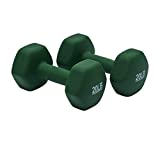 Amazon Basics Neoprene Hexagon Workout Dumbbell Hand Weight, 20-Pound, Light Green - Set of 2
