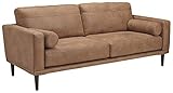 Signature Design by Ashley Arroyo Mid Century Modern Faux Leather Sofa, Caramel Brown