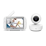 Motorola Baby Monitor VM36XL Portable Video Baby Monitor with Camera, 1000ft Range 2.4 GHz Wireless 5' Screen, Two-Way Audio, Remote Pan, Tilt, Zoom, Room Temperature Sensor, Lullabies, Night Vision