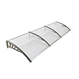 40/80/120” Window Awning Overhead Door Polycarbonate Cover Front Door Outdoor Patio Canopy Cover UV Rain Snow Protection Hollow Sheet (120x40 Gray)