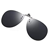 Polarized Clip on Aviator Sunglasses Flip-up Anti-Glare UV 400 Driving Fishing Sunglasses for Prescription Glasses (Black)