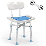 OasisSpace Heavy Duty Shower Chair with Back 500lb, EVA Padded Bath Seat with Free Assist Grab Bar - Medical Tool Free Anti-Slip Shower Bench Bathtub Stool for Elderly, Senior, Handicap & Disabled