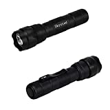 Skysted WF-502B Single Mode Tactical Flashlight with Clip,Ultra Bright 1200 Lumens Cree XM-L2 U3 1A LED,Waterproof Handheld Torch Support 18650 CR123A Battery,for Camping Hiking Emergency(Black)