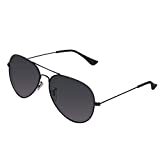 Polarized Black Aviator Sunglasses for Women Men UV Protection Metal Mirror Frame