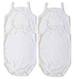 B-One Kids Baby Girls' Camisole Bodysuit 100% Cotton Super Soft 4-Pack (18-24 Months (Size 2), White)