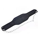 Tebery Double Stitching Dip Belt with 36-Inch Steel Chain for Weight Lifting & Body Building