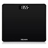 Triomph Digital Body Weight Bathroom Scale with Step-On Technology, Ultra Slim Design 6mm Tempered Glass, 400 Pounds, Weight Loss Monitor, Black