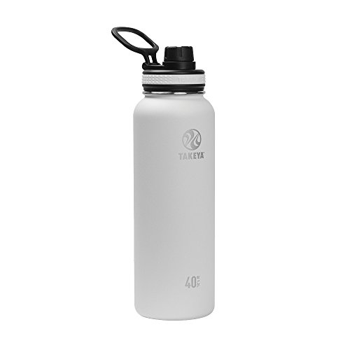 Takeya Originals Vacuum-Insulated Stainless-Steel Water Bottle, 40oz, White, 40 oz