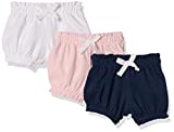 Amazon Essentials Baby Girls' Bloomer Shorts, Pack of 3, Pink/Grey, 3 Months