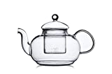 CnGlass Glass Teapot Stovetop Safe,Clear Teapot with Removable Infuser 20.3 oz,Loose Leaf and Blooming Tea Maker