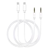 2 Pack Aux Cord for iPhone, 3.3ft [Apple MFi Certified] Lightning to 3.5 mm Headphone Jack Adapter Male Aux Stereo Audio Cable for Car Compatible with iPhone 13/12/11/XS/XR/X/8/7/iPad/iPod, White