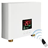 LQWY Mini Electric Tankless Water Heater 3000W 110V Instant Hot Water Heater with Remote Control Digital Display On Demand Under Sink Water Heater for Home Kitchen Sink Washing Indoor