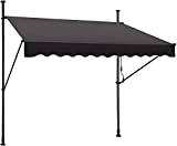 STEELAID Manual Retractable Awning – 118” Non-Screw Outdoor Sun Shade – Adjustable Pergola Shade Cover with UV Protection – 100% Polyester Made Outdoor Canopy – Ideal for Any Window or Door