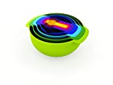 Joseph Joseph Nest 9 Nesting Bowls Set with Mixing Bowls Measuring Cups Sieve Colander, 9-Piece, Multicolored