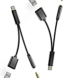 Lightning to 3.5mm Charger Headphone Adapter 2 in 1 Cord AUX Dongle Jack Cable Splitter(2pack)Compatible for Iphone 7 8 X XR XS 13 12 11 Pro Max Plus Apple MFI Certified Music Audio Charging Converter
