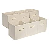 Amazon Basics Collapsible Fabric Storage Cubes Organizer with Handles, 13x13x13, Beige