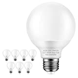 8-Pack Bathroom Light Bulbs, 60 watt Equivalent, Daylight G25 LED Globe Light Bulbs for Bathroom Vanity, E26 Medium Base, 5000K Round Light Bulb Over Mirror, Non-dimmable