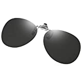 Polarized Clip-on Sunglasses Anti-Glare UV Protection Aviator Sun Glasses Clip On Prescription Glasses (Aviator-Black)