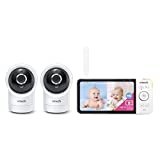VTech RM5764-2HD 1080p Smart WiFi Remote Access 2 Camera BabyMonitor, 360° Pan & Tilt, 5' 720p HD Display, HD Night Vision, Soothing Sounds, 2-Way Talk, Temperature & Motion Detection, iOS & Android