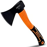 KSEIBI Wood Axe, 274150 Small Outdoor Camp Hatchet 14 Inch for Splitting and Kindling Wood, Forged Steel Blade with Anti-Slip and Shock Reduction Fiber Glasses Handle Great Throwing Axes and Hatchets