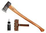 1844 Helko Werk Germany Saxon Splitting Axe for Chopping Firewood and Logs - Wood Splitting Axe with Leather Sheath - German Made Wood Splitter Maul for Camping 13588
