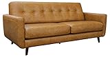 Amazon Brand – Rivet Sloane Mid-Century Modern Leather Sofa Couch, 79.9'W, Caramel