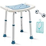 Auitoa Shower Stool with Shower Head Holder and Handles, Tool-Free Assembly Shower Chair for Bathtub and Inside Shower, Adjustable Shower Seat for Seniors, Elderly, Handicapped, Pregnant (350lbs)
