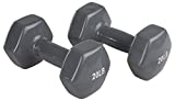 Amazon Basics Vinyl Hexagon Workout Dumbbell Hand Weight, 20-Pound, Grey - Set of 2