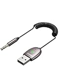 2022 SOOMFON Bluetooth 5.3 Car Adapter, 【Stronger Microphone & Noise Canceling】 3.5mm Bluetooth Aux Adapter with Built-in Microphone Aux Input Compatible with Car Speaker and Home Audio