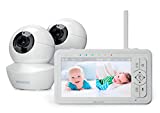 5' HD Split-Screen Baby Monitor, Babysense Video Baby Monitor with Camera and Audio, Two HD Cameras with Remote PTZ, Night Light, 960ft Range, Two-Way Audio, 4X Zoom, Night Vision, 4000mAh Battery