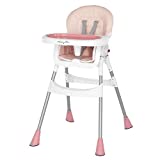 Dream On Me Portable 2-in-1 Tabletalk High Chair, Convertible Compact High Chair, Light Weight Portable Highchair, Pink