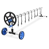 CharaVector 18 FEET Pool Solar Cover Reel Set Roller Solar Blanket Swimming Pool Fashion Turntable Blue
