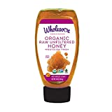 Wholesome Sweeteners Organic Raw Unfiltered Honey, Pesticide Free, Fair Trade, Non GMO & Non Glyphosate, 16 Ounce Squeeze Bottle (Pack of 1) (00280721)