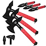 NedFoss Throwing Knives, Throwing Axes, Throwing Products Pack of 6, 11.7' Full Tang Axe Throwing Set with Rubber and Paracord, Throwing Game of Fixed Blade Knife with Nylon Sheath for Recreation