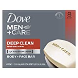 Dove Men+Care Body and Face Bar More Moisturizing Than Bar Soap Deep Clean Effectively Washes Away Bacteria, Nourishes Your Skin, 3.75 Ounce (Pack of 8)
