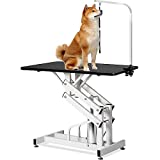 Hydraulic Pet Grooming Table for Large Dogs Professional Heavy Duty Adjustable Height - Portable Trimming Table Drying Table w/Arm/Noose, Maximum Capacity Up to 330Lb, 42.5''/ Black