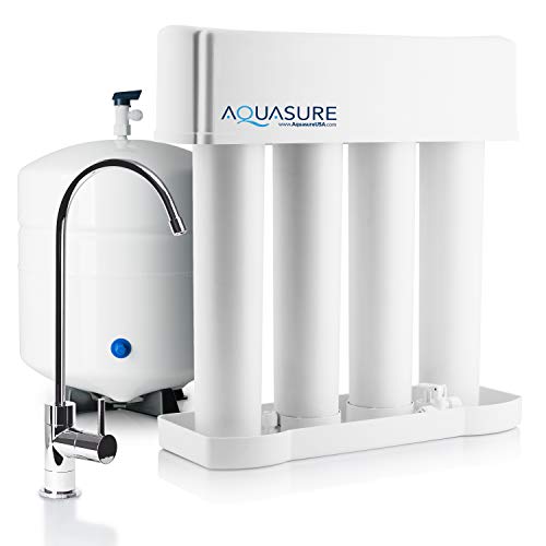 Aquasure AS-PR75A-BN Premier Reverse Osmosis Water Filtration System - 75 GPD High Contaminants TDS Rejection Membrane with Quick Change Water Filter and Brushed Nickel Finished Faucet
