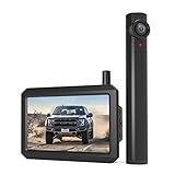 AUTO-VOX Solar Wireless Backup Camera for Trucks, 5Mins DIY Installation, Mini Size Back Up Camera Systems for Car with Rechargeable Battery, Super Night Vision Rear/Front View with 5'' Monitor -TW1