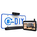 AUTO-VOX Solar 1 Wireless Backup Camera for Car, 5Mins DIY Installation, Back Up Camera System Wireless with Digital Signal, License Plate Rearview Camera with 5' Monitor for Trucks/Trailer/RV