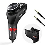 (Upgraded Include AUX Cable) FM Transmitter Car Bluetooth 5.0,NECESPOW QC3.0 USB Charger, Hands-Free Car Radio Adapter Supports AUX & U Disk, Wireless Call for iOS and Android Devices