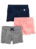 Simple Joys by Carter's Toddler Girls' Knit Shorts, Pack of 3, Pink/Grey/Navy, 3T