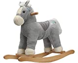 Rock My Baby Pony Rocking Horse, Plush Stuffed Animal Rocker, Wooden Rocking Pony, Animal Ride on, Home Decor, for Boys & Girls (Gray Horse Pony for 18M+)